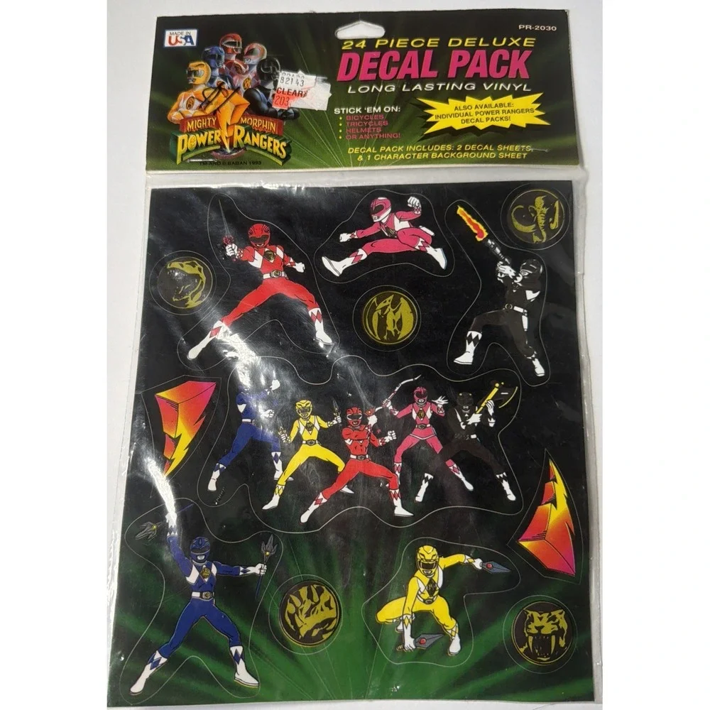 Power Rangers 24 Piece Deluxe Decal Pack Long Lasting Vinyl Stickers by Rand 90s